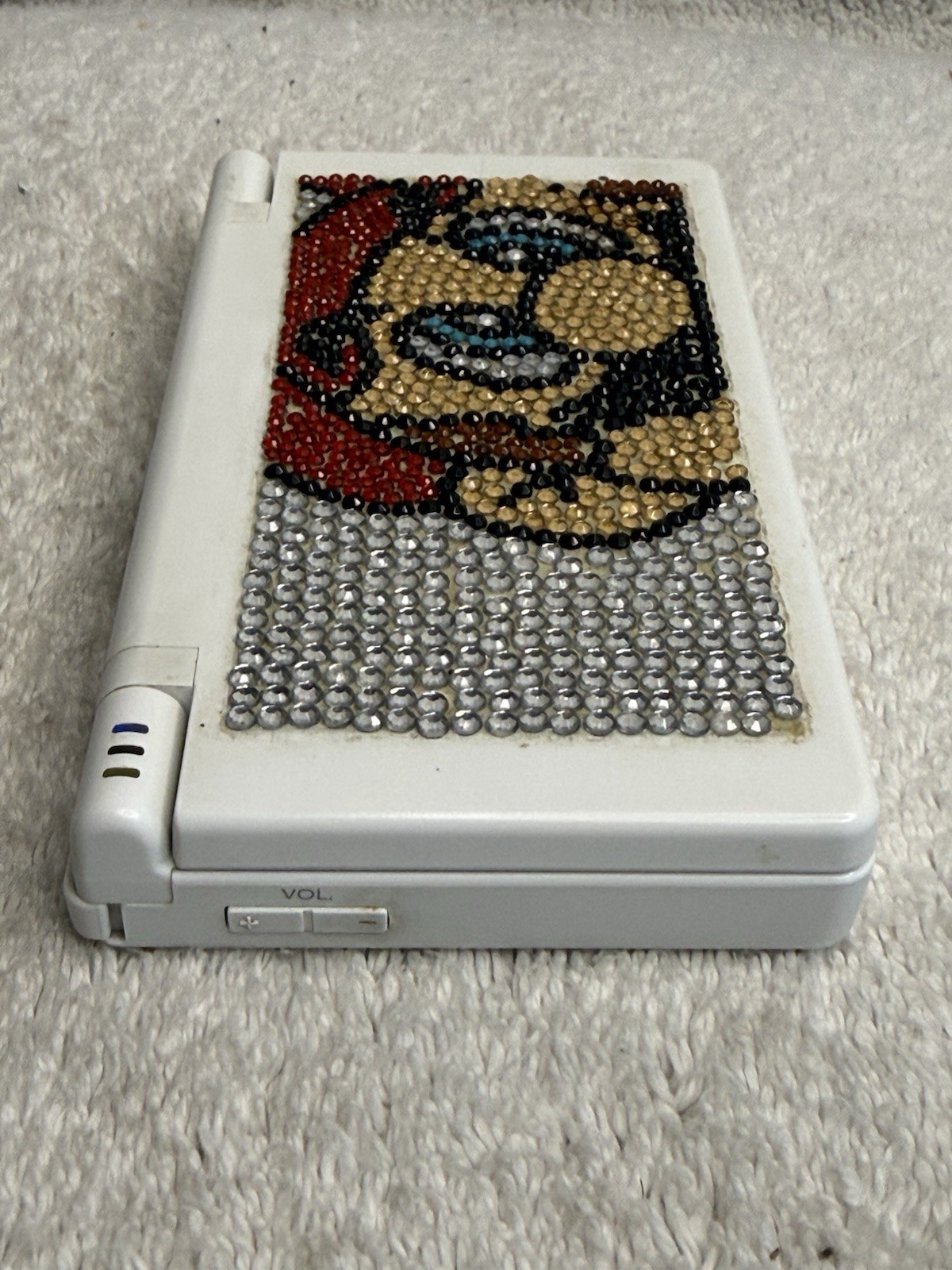 Nintendo DSi TWL-001 White Mario Rhinestone Cover Art OEM Charger Tetris Petz