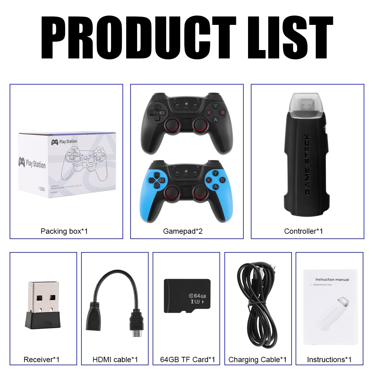 Video Game Console Retro 40000+ Games TV Stick 4K HDMI & 2 Wireless Controller~