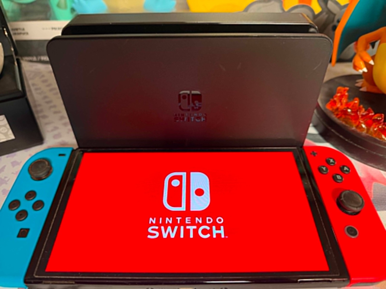 Nintendo Switch OLED Model HEG-001 Handheld Console 64GB – Blue/Red Tested Used