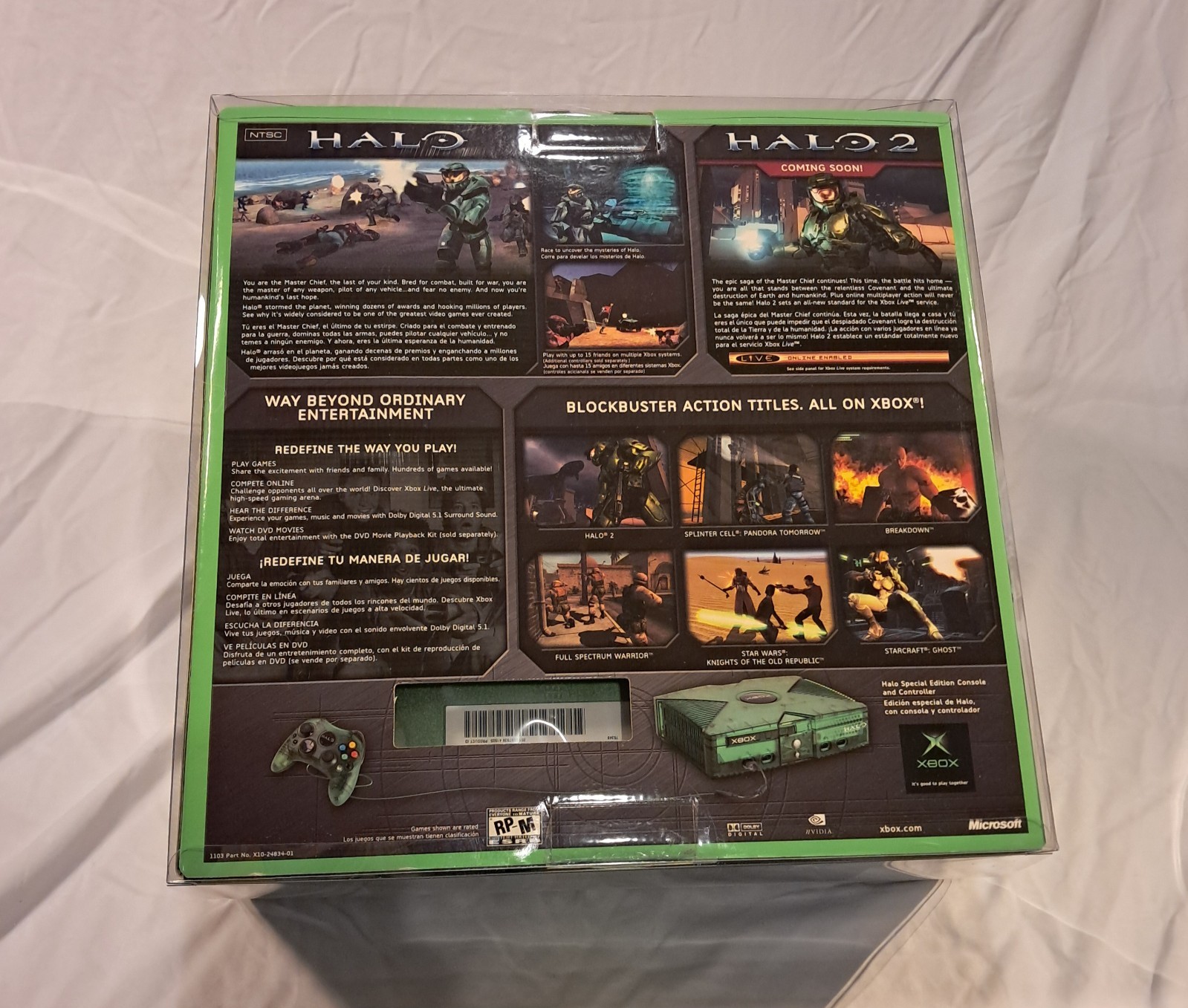 SEALED NEW IN BOX Halo Special Edition Green Original Xbox in Display Case