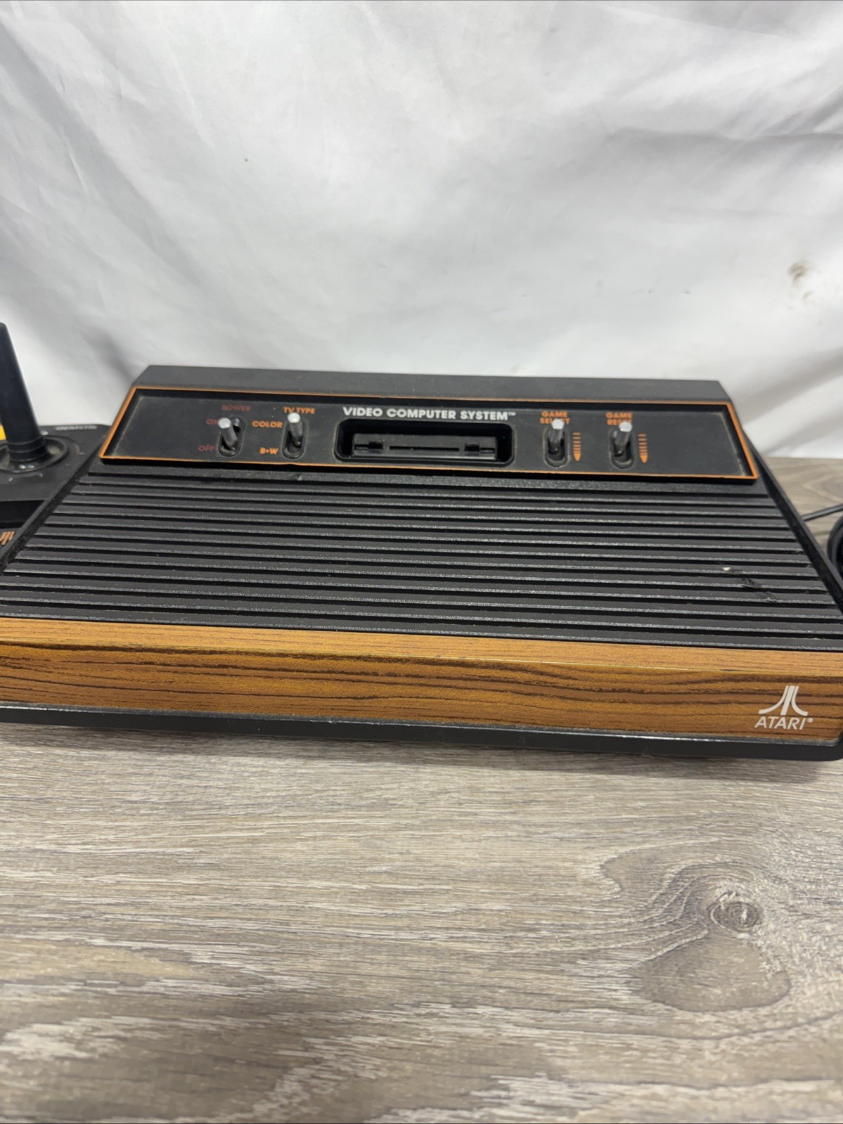Atari 2600 4-Switch Woodgrain Console Bundle w/ 2 Joysticks, 4 Games Working