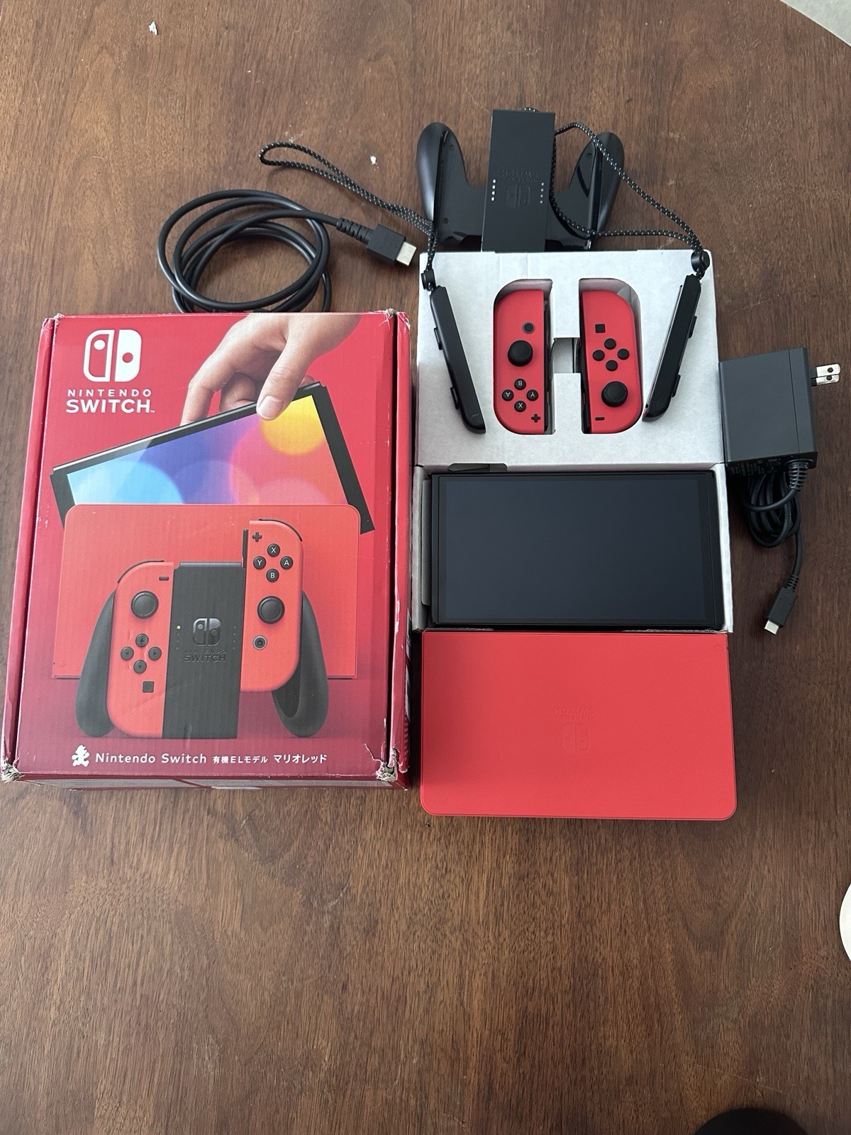 Nintendo Switch OLED 64GB Limited Edition Mario Red Console Bundle Barely Used