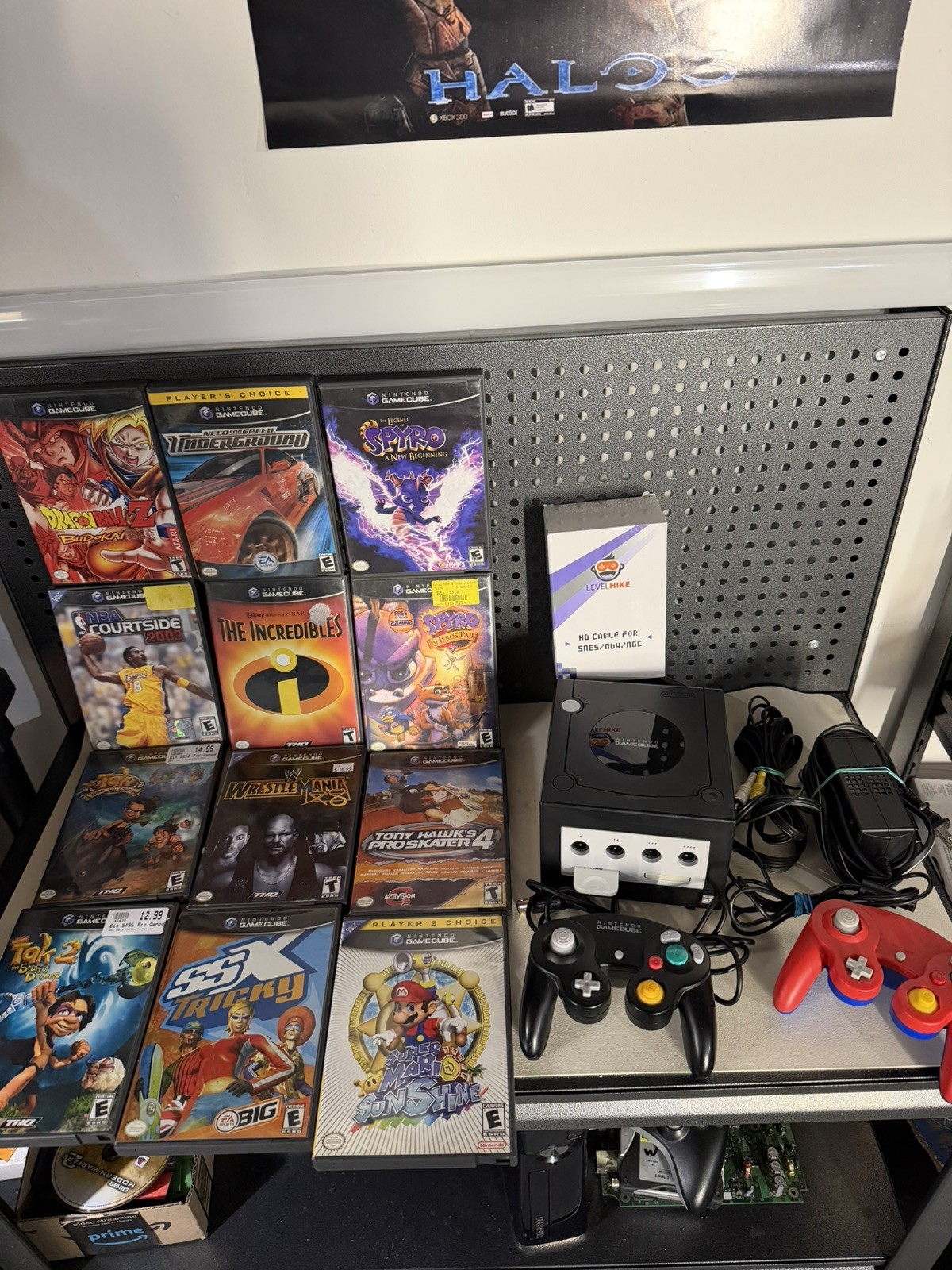 Nintendo Gamecube BUNDLE LOT with 12 games and 2 controllers HDMI adapt & cables