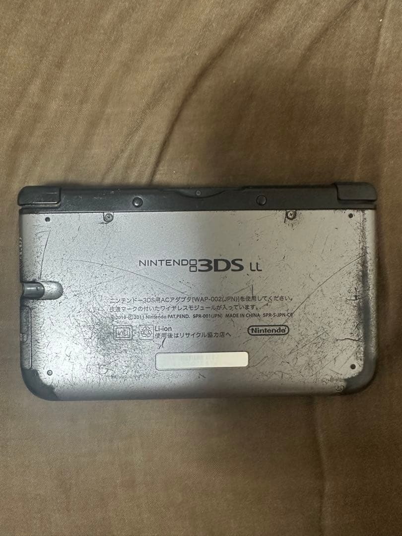 NINTENDO 3DS LL XL Silver Black Console with Lexar 4GB SDHC 3 Games Tested Used