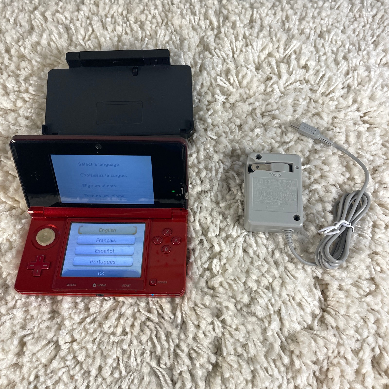 Nintendo 3DS Flame Red Handheld Console System CTR-001 READ