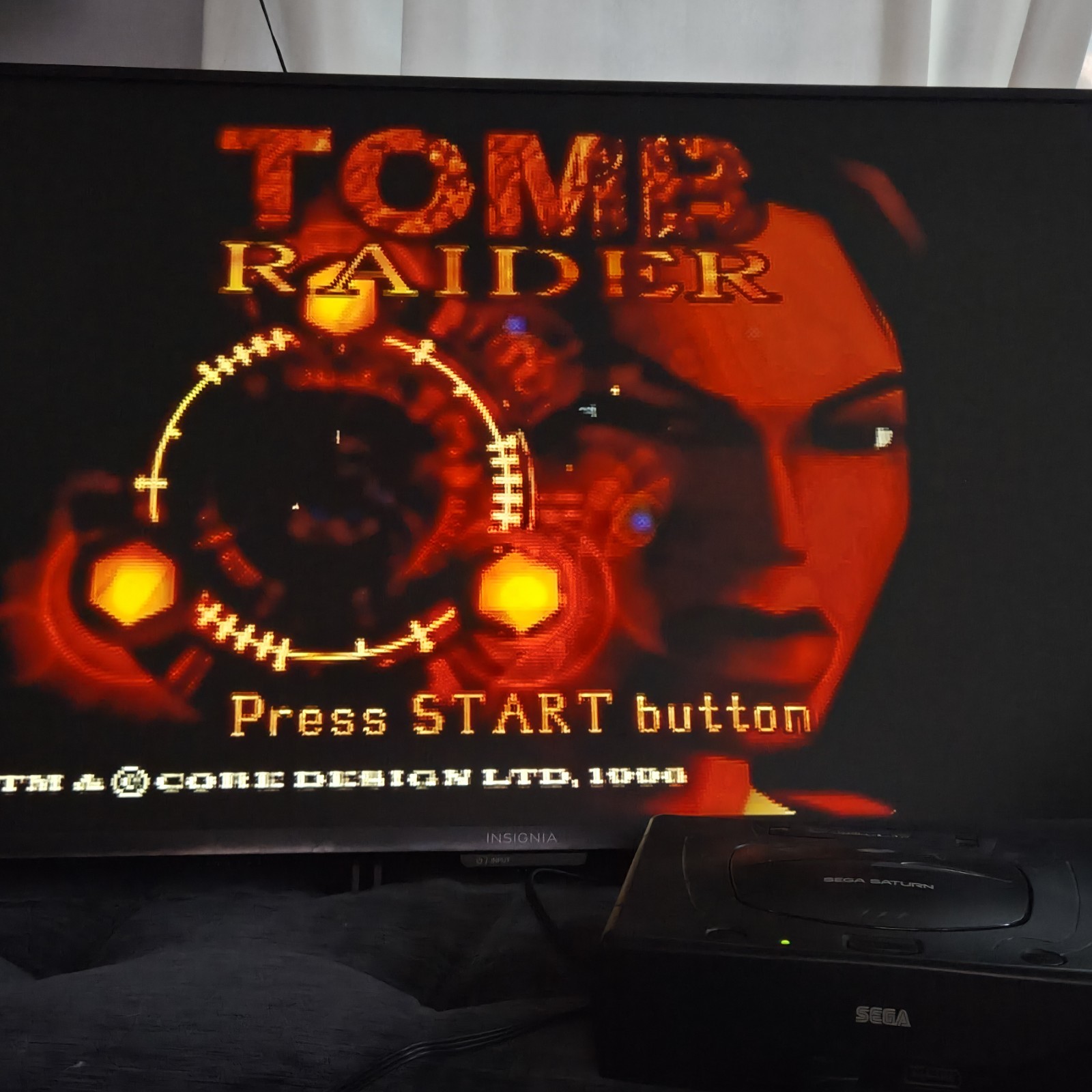 Sega Saturn MK-80000A Black Working With Tomb Raider CIB & Retro Bit Controller