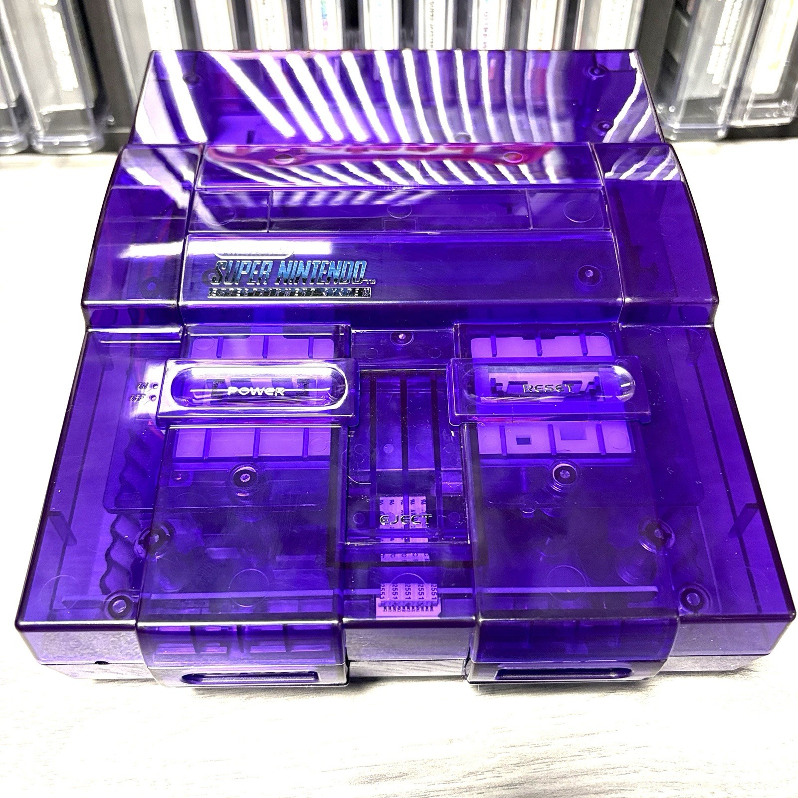 Custom Transparent Purple Super Nintendo SNES Game Console SNS-001