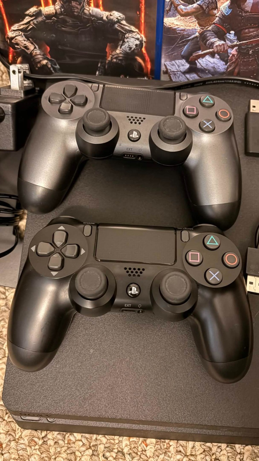 Sony PlayStation 4 Slim 1TB Console – Jet Black including 2 Controllers and More