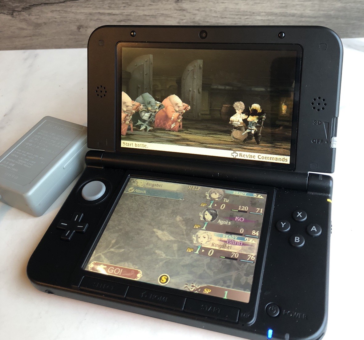 Nintendo 3DS XL Red Console SPR-001 US Version TESTED Stylus Bravely Default