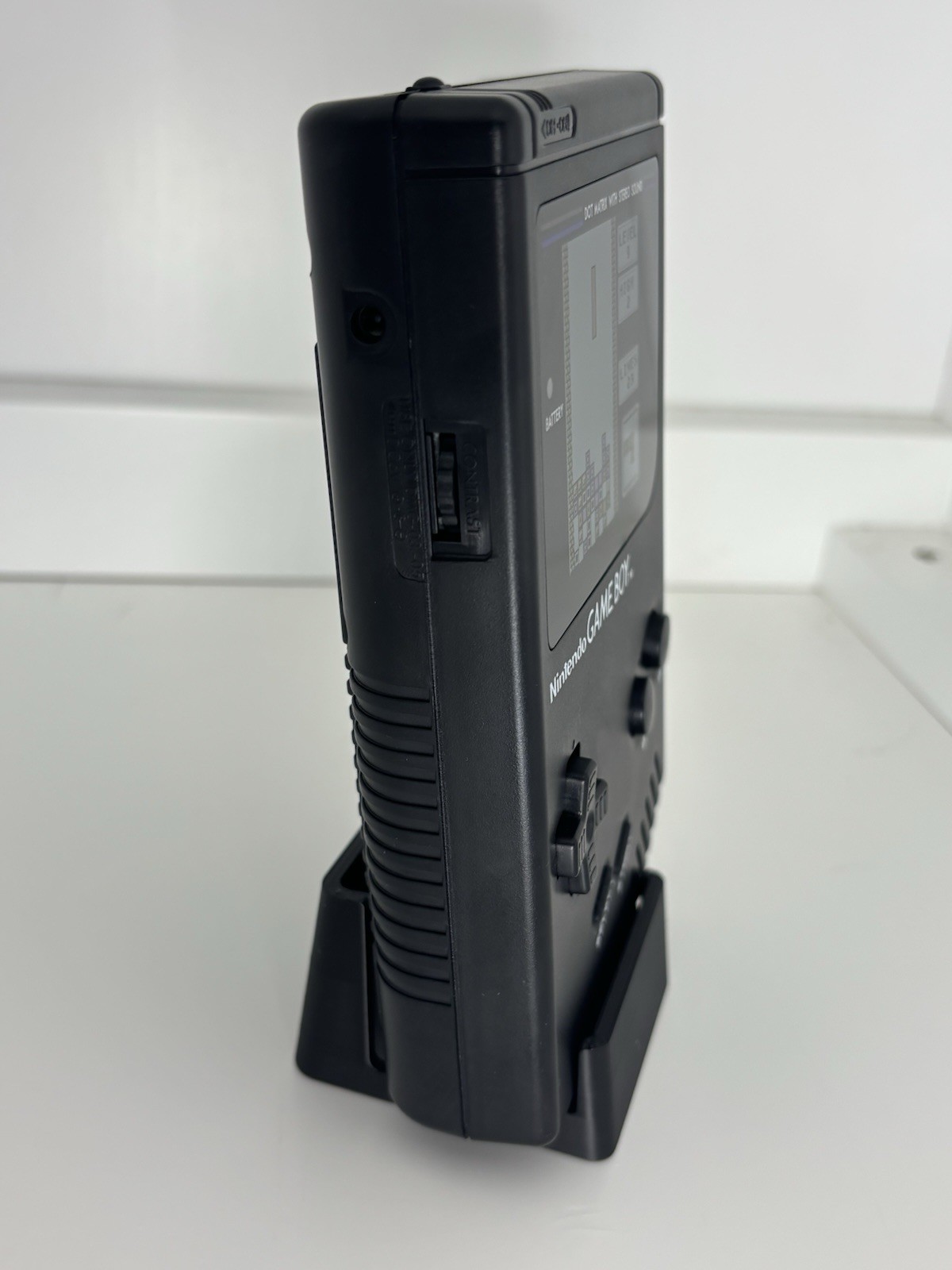 Black Nintendo Game Boy DMG-01, IPS Q5 Screen Mod and USB-C Rechargeable Mod