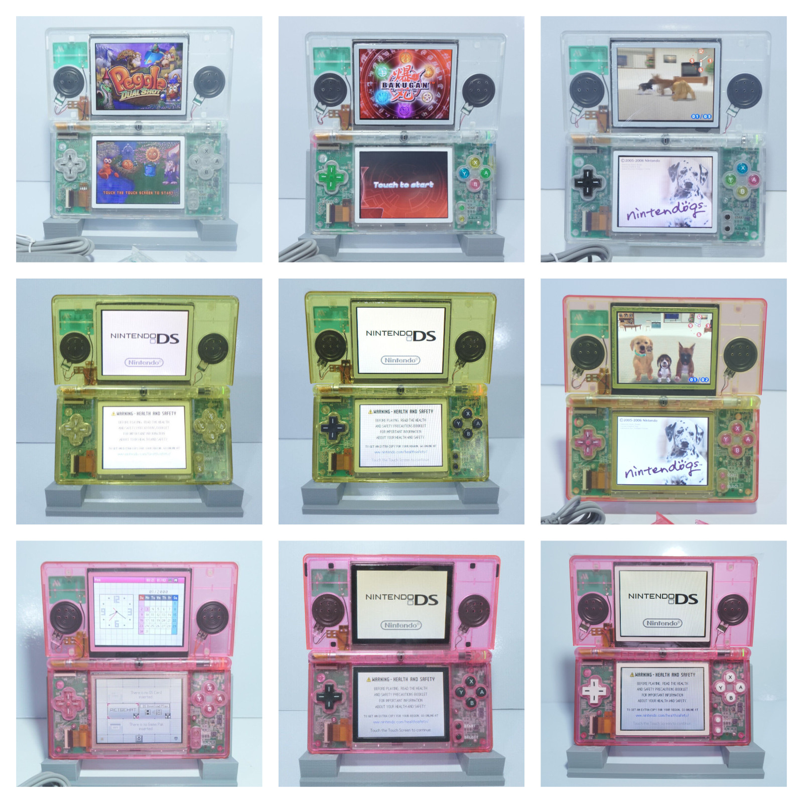 Nintendo DS Lite Videogame Console Various Colors Reshelled with Charger
