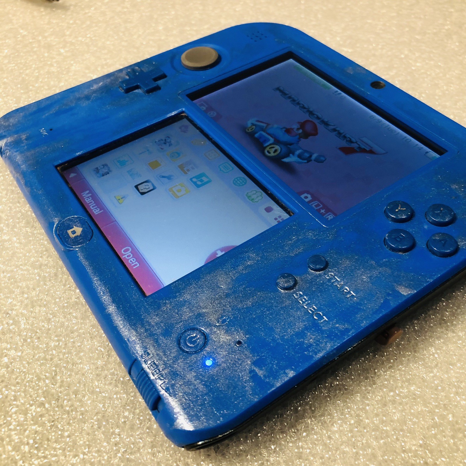 Nintendo 2DS Blue Handheld System Blue Tested w/ Installed Mario Kart & 8 Games