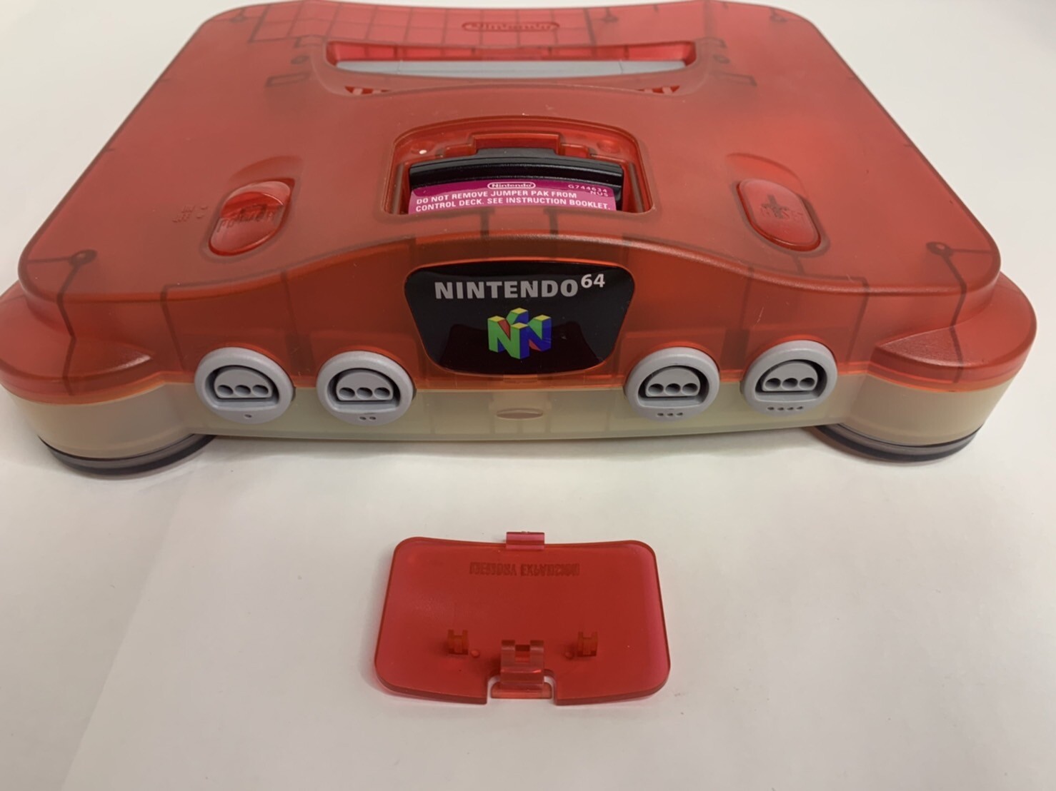 Nintendo 64 N64 Console Clear Red 2 Set Controller Region Free Tested / Working