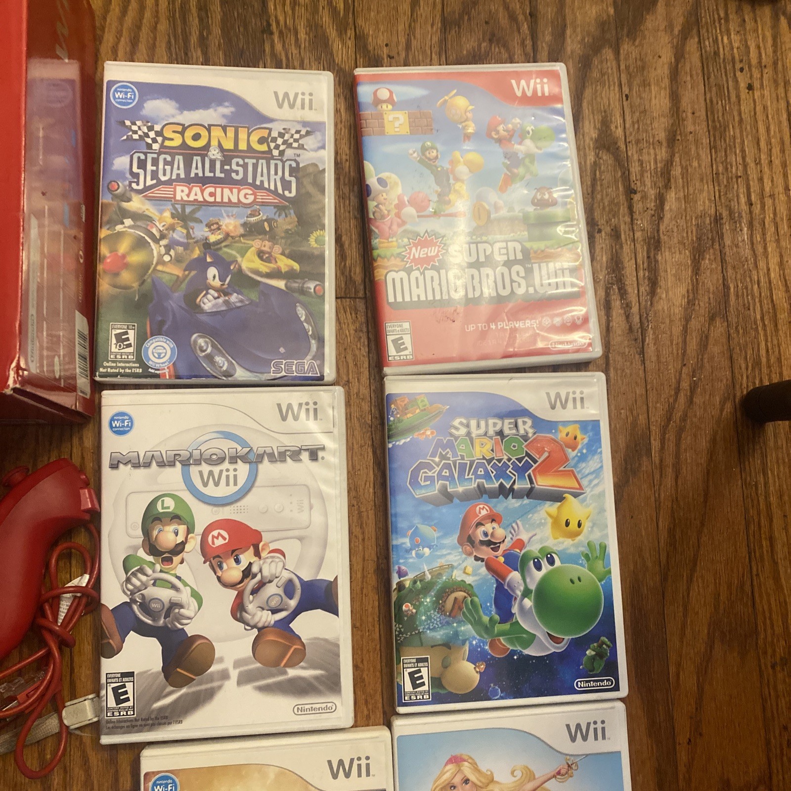 Nintendo Wii Red Backwards Compatible Pristine W/16 Games Plus Accessories