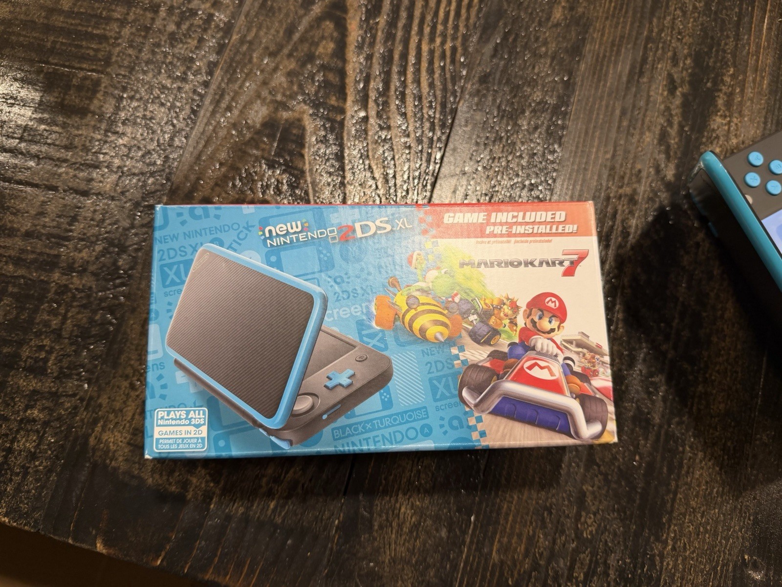 New Nintendo 2DS XL Black Turquoise Blue Console Handheld System CIB