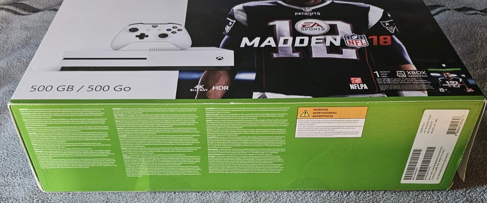Microsoft Xbox One S Game Console SEALED / Rarer Tom Brady Madden 18 + NHL Game