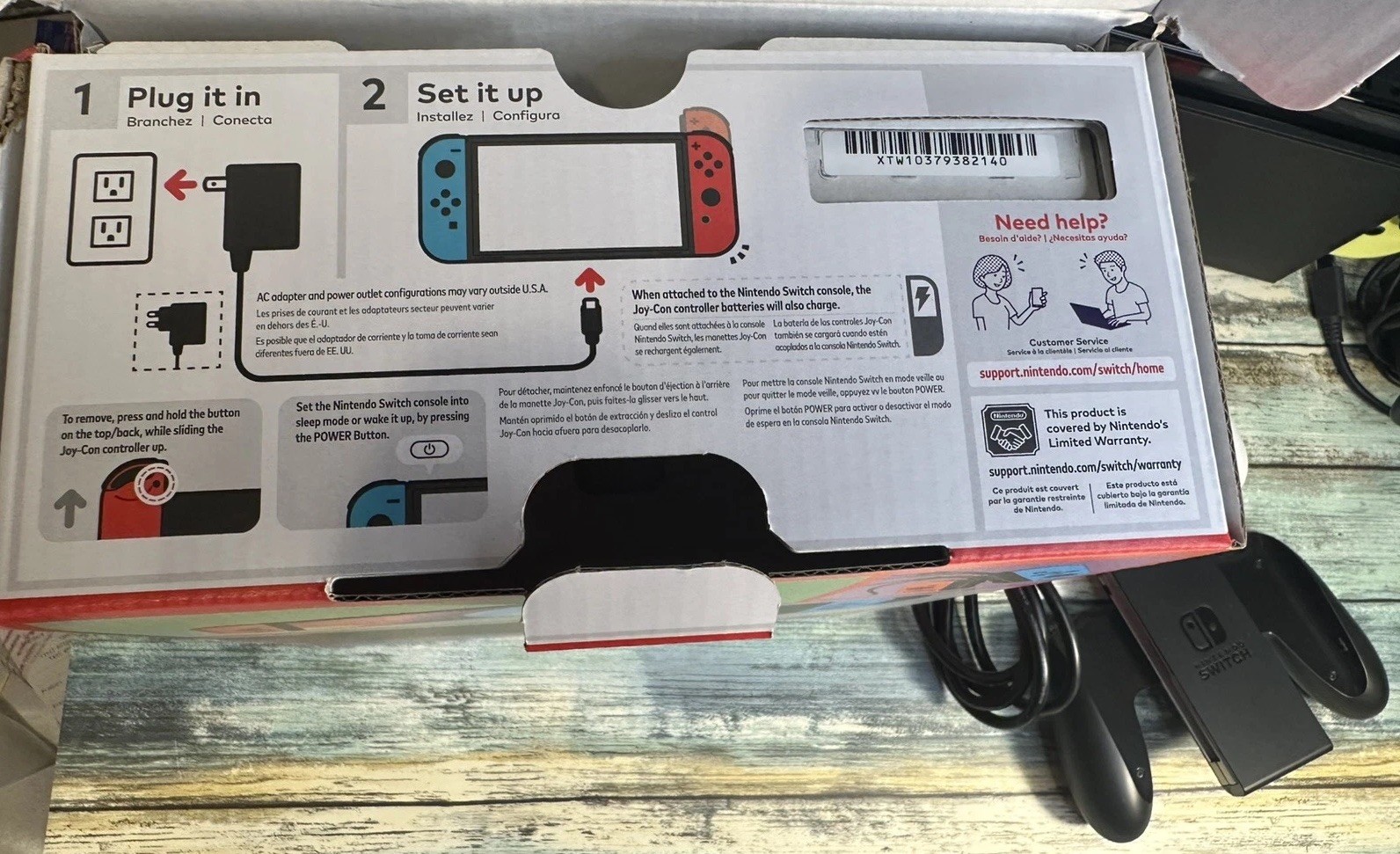 Nintendo Switch OLED Model w/ Neon Red & Neon Blue JoyCon Console + 2 JoyCons