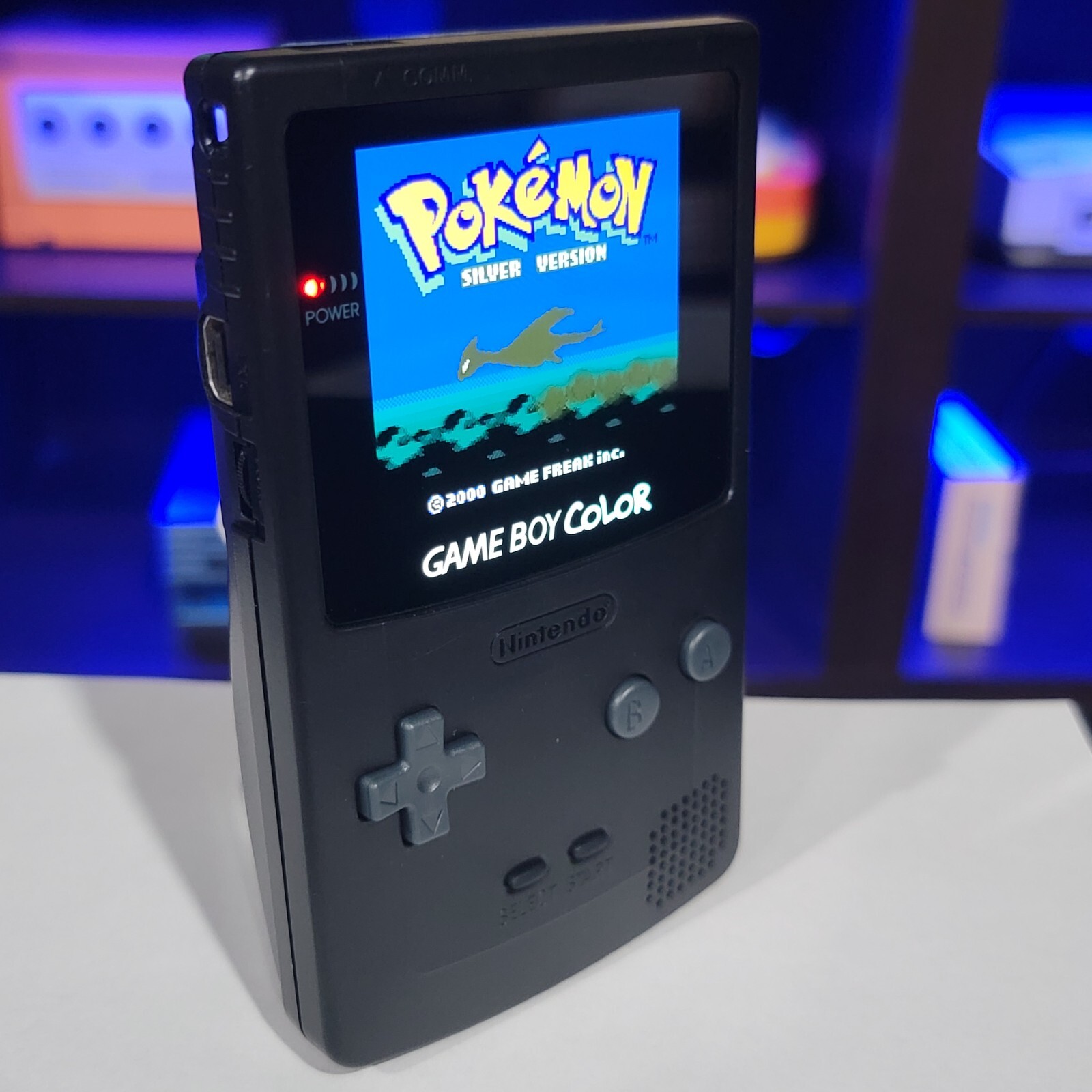 Black Gameboy Color Console OLED Touch Screen And USB-C Rechargeable Battery Mod