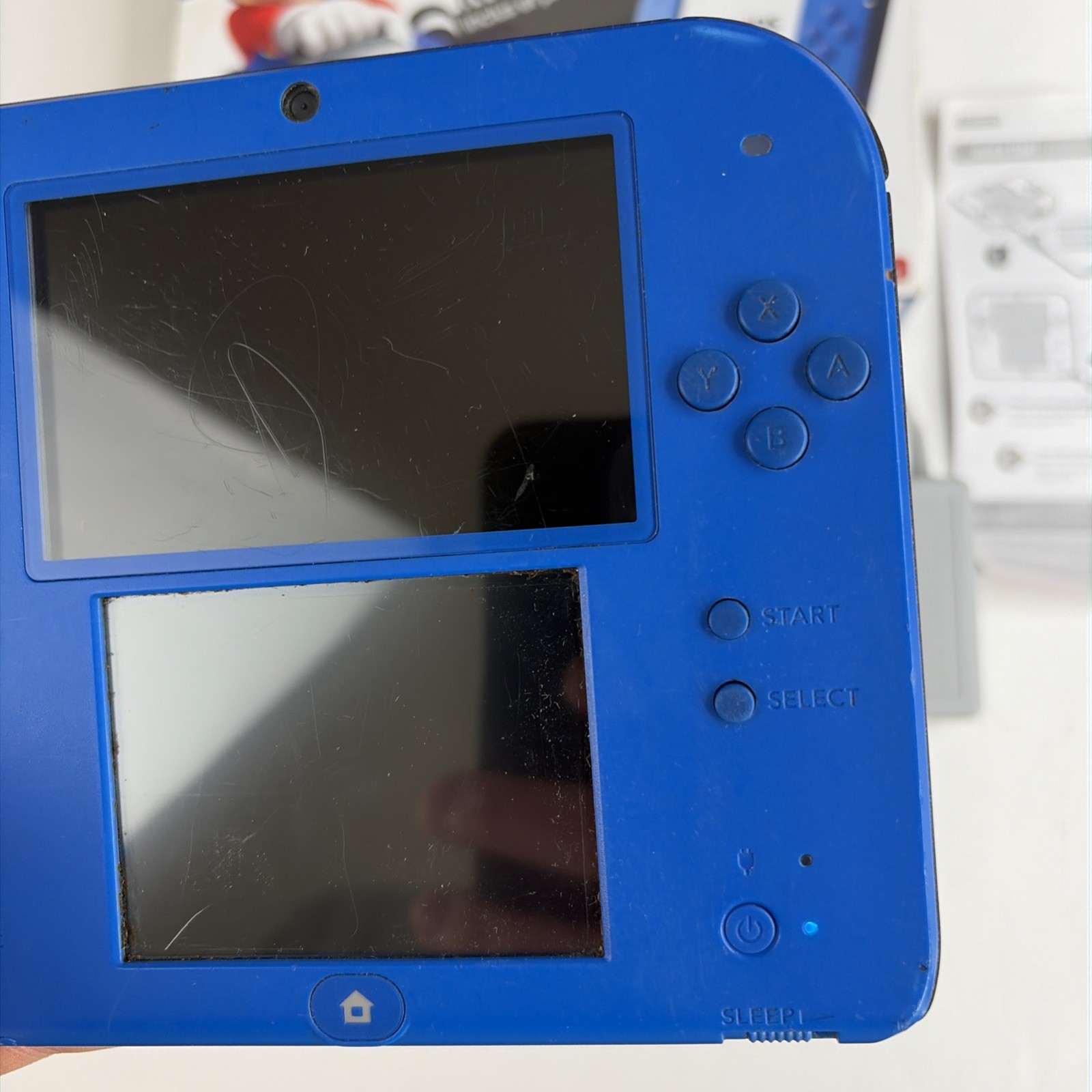 Nintendo 2DS Blue Black System In Original Box W/Charger Stylus US Model