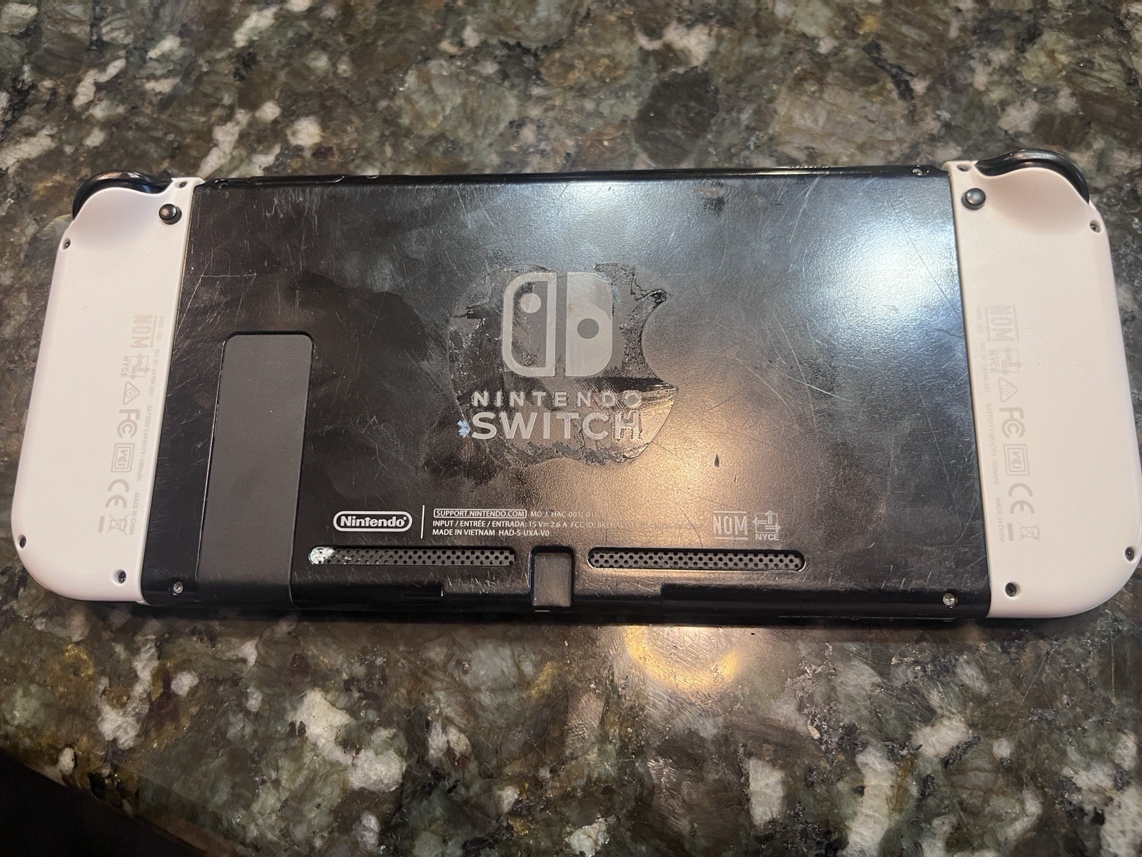 Nintendo Switch White Joy-Con Controller, Charger, With Three Mario Game Bundle