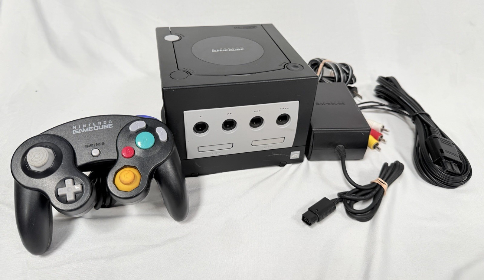 Nintendo GameCube Black Console DOL-101 W/ OEM Controller & Cables – Tested