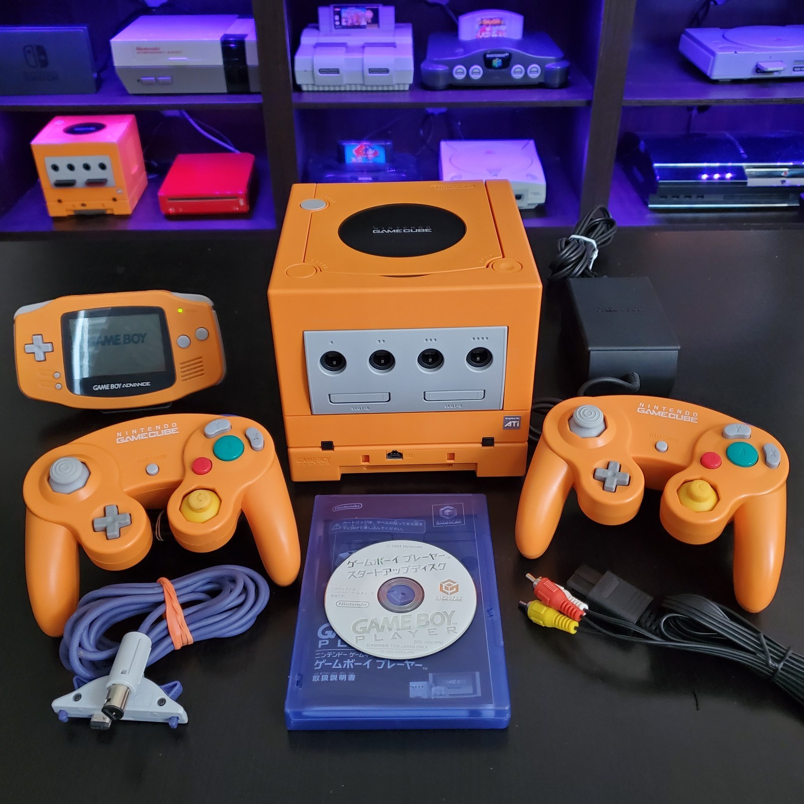 Nintendo Spice Orange Gamecube, Region Switch, Gameboy Player and Gameboy