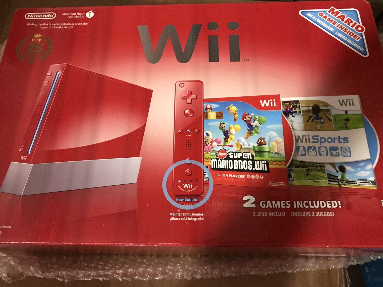 Nintendo Wii 25th Anniversary Limited Red Console Wii Sports New Super Mario
