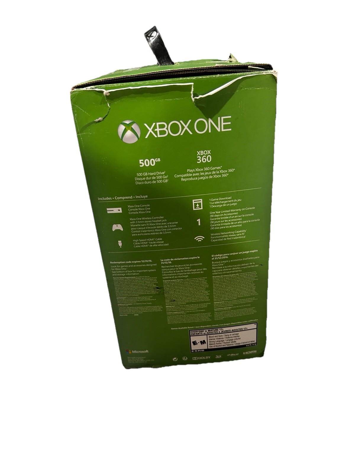 Microsoft Xbox ONE 500gb/Go- Choose 1 of 4 Games of your choice. NEW open box
