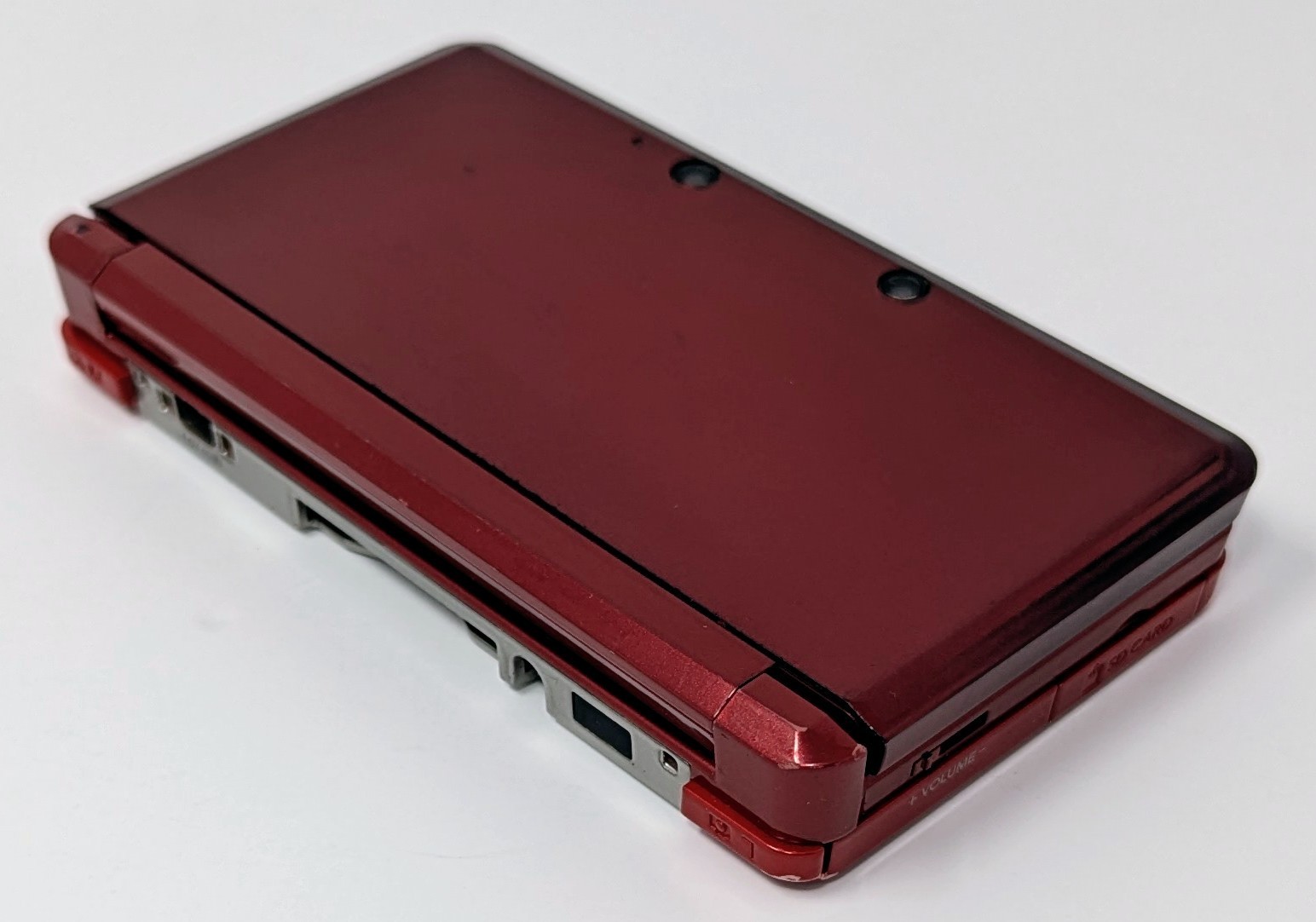 Nintendo 3DS Flame Red Handheld System Bundle w/ Charger – Screen Dent – Tested!