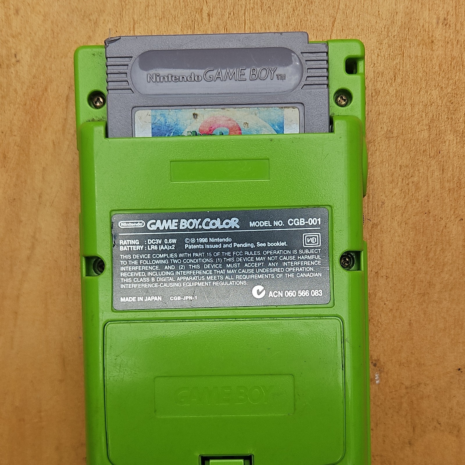 Nintendo Game Boy Color CGB-001 Green Handheld System with Headphone Jack 1998