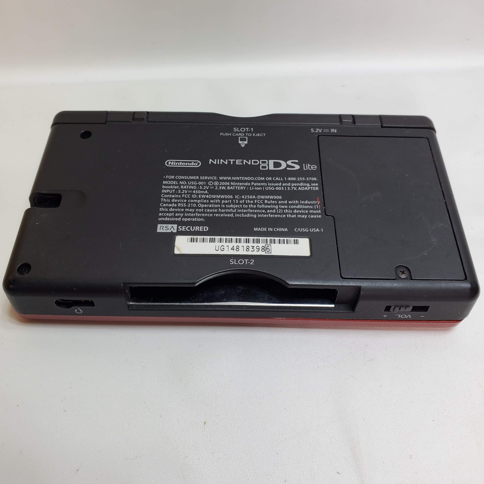 Nintendo DS Lite Handheld Game Console Red Black USG-001 For Parts Or Repair