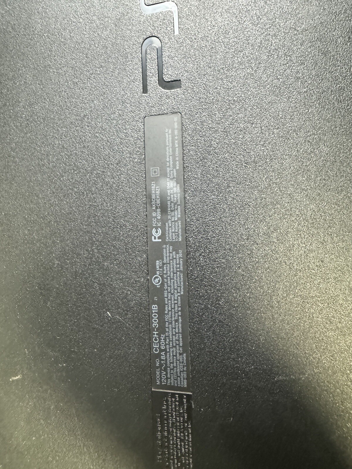 Sony Console CECH-3001B PlayStation 3, HDMI, 120V 1.8A (Z1) read the description