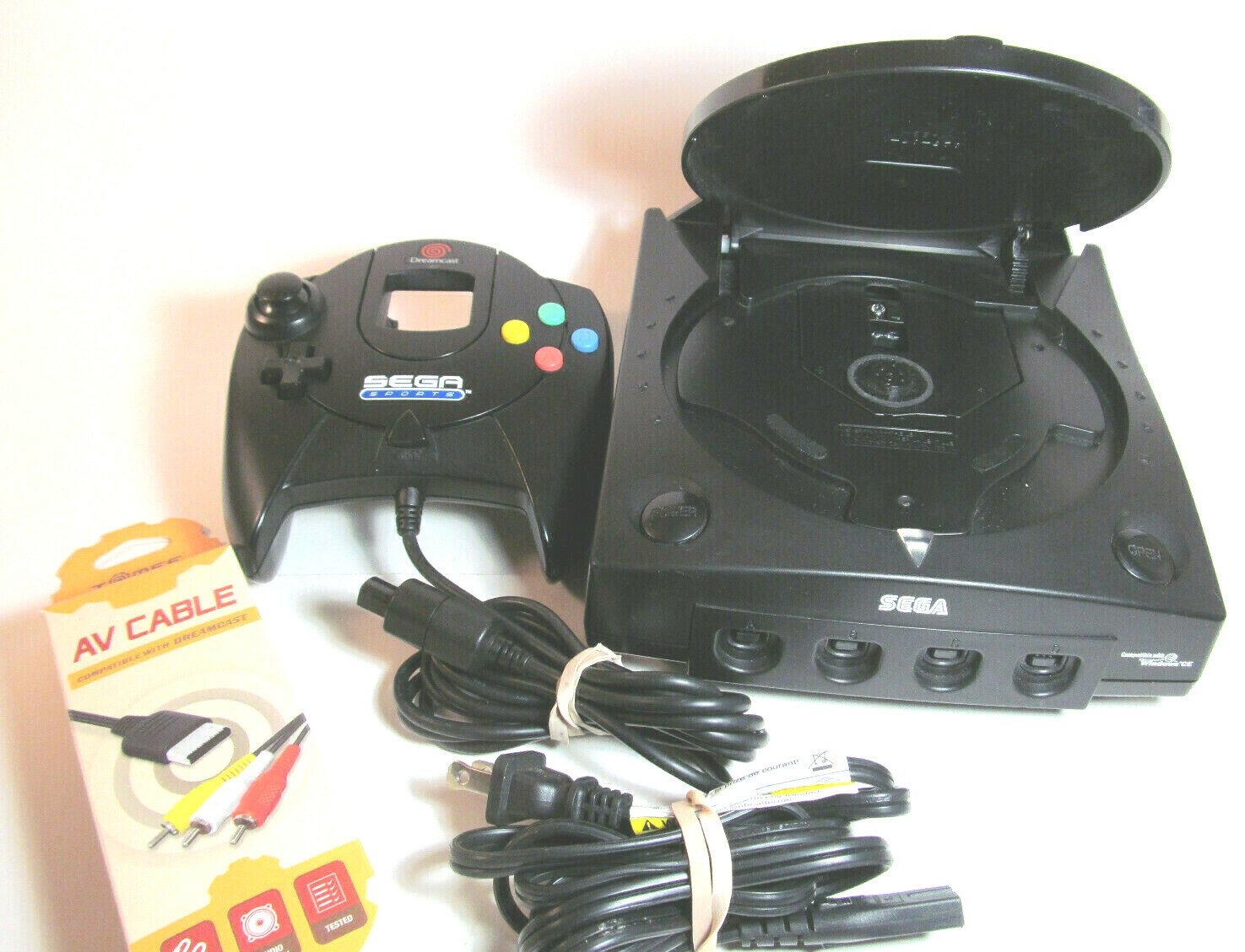 Sega Dreamcast Sports Edition Black Console System Controller Pad & New Battery