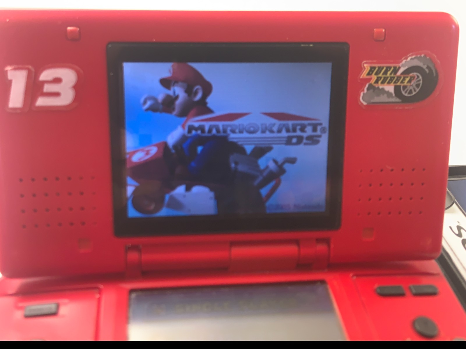 Nintendo DS Original NTR-001 Lava Red Console + Mario Kart + Batman Lego