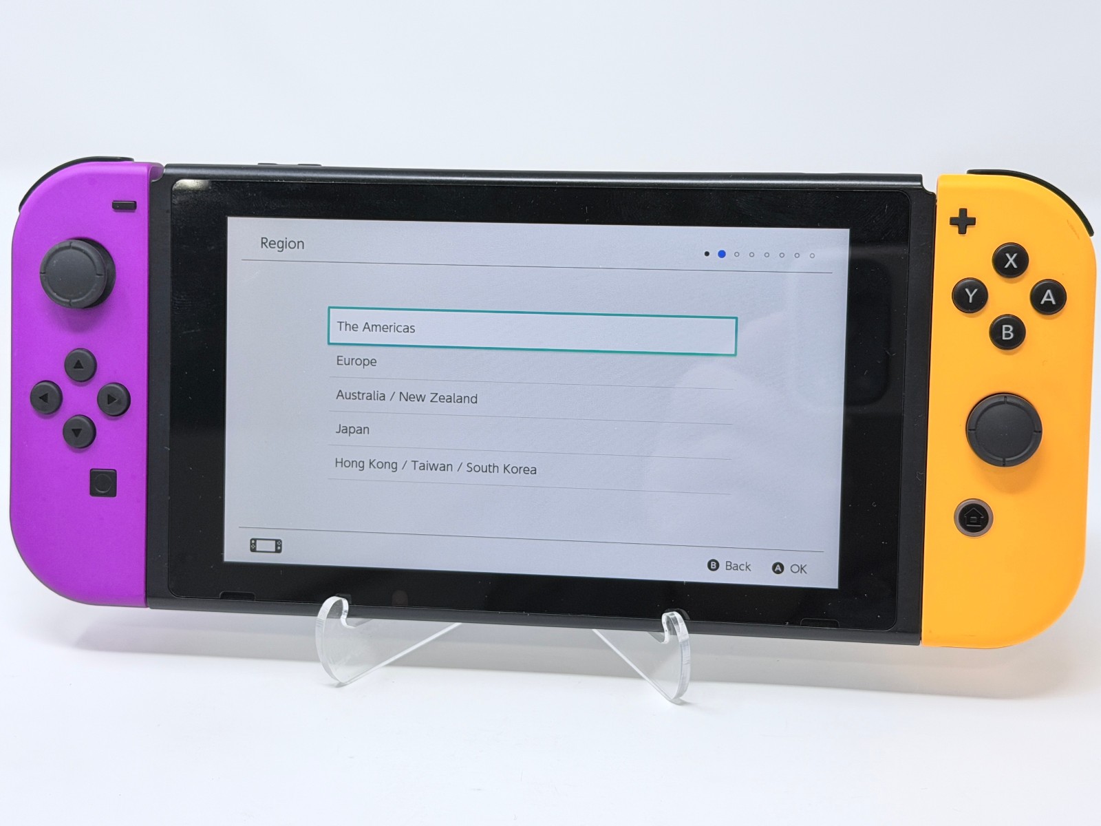 Nintendo Switch Console Bundle W/ Purple & Orange Joy-Cons- TESTED & WORKS