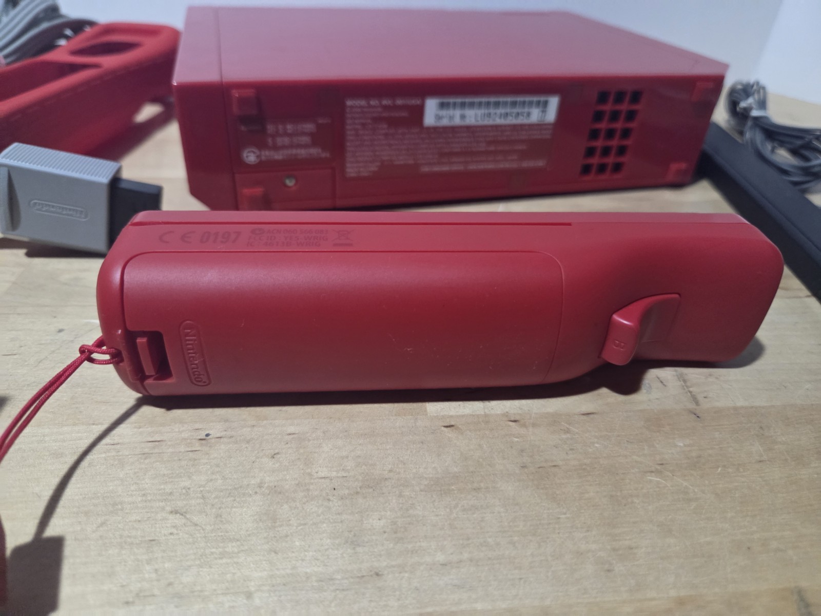 Nintendo Wii Red Console Super Mario With All Cables Tested Motion Controller