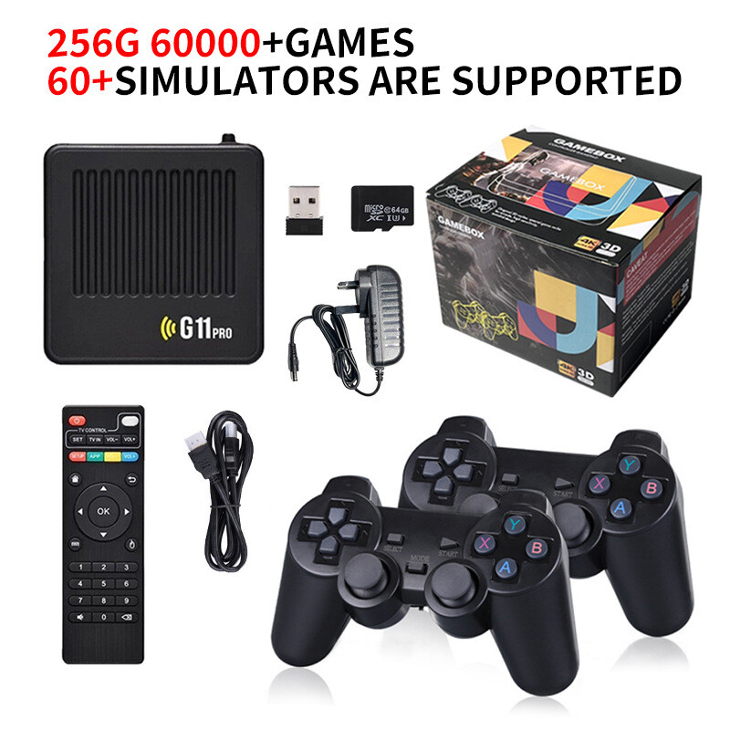 G11 Pro Game Box 4K HD TV 256G Built in 60000+ Retro Games Wireless Gamepad