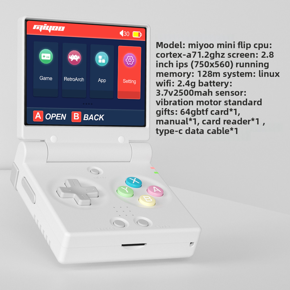 MIYOO Mini Flip Retro Game Console, Portable GBA Emulator for Kids