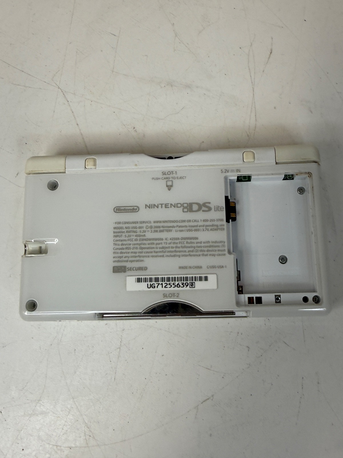 Nintendo DS Lite (USG-001) Handheld for Parts/Repair – White No Power