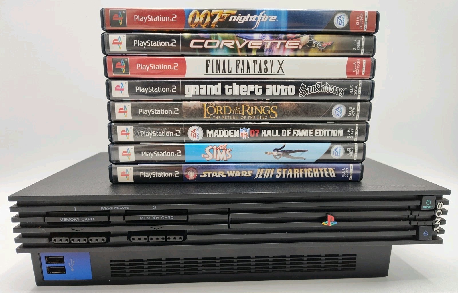 Sony PlayStation 2 Black PS2 Console Bundle + 8 Games + 1 Controller + HDMI!