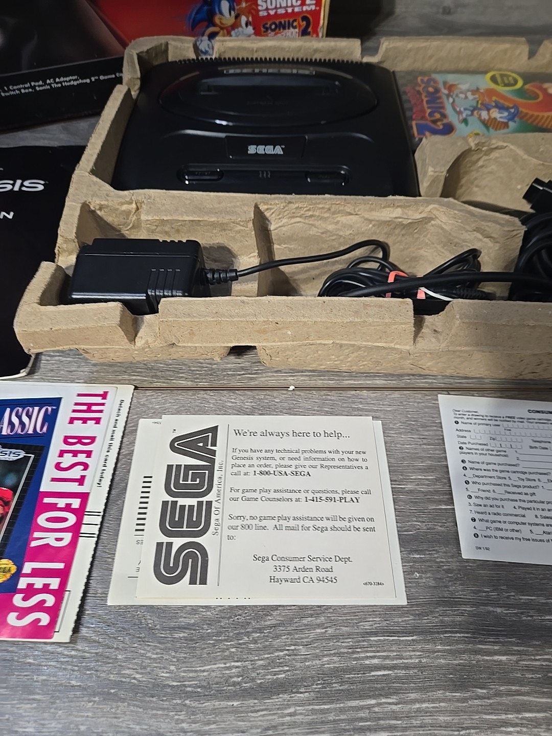 Sega Genesis II Console Sonic The Hedgehog 2 Bundle In Box Tested [Rough Box]