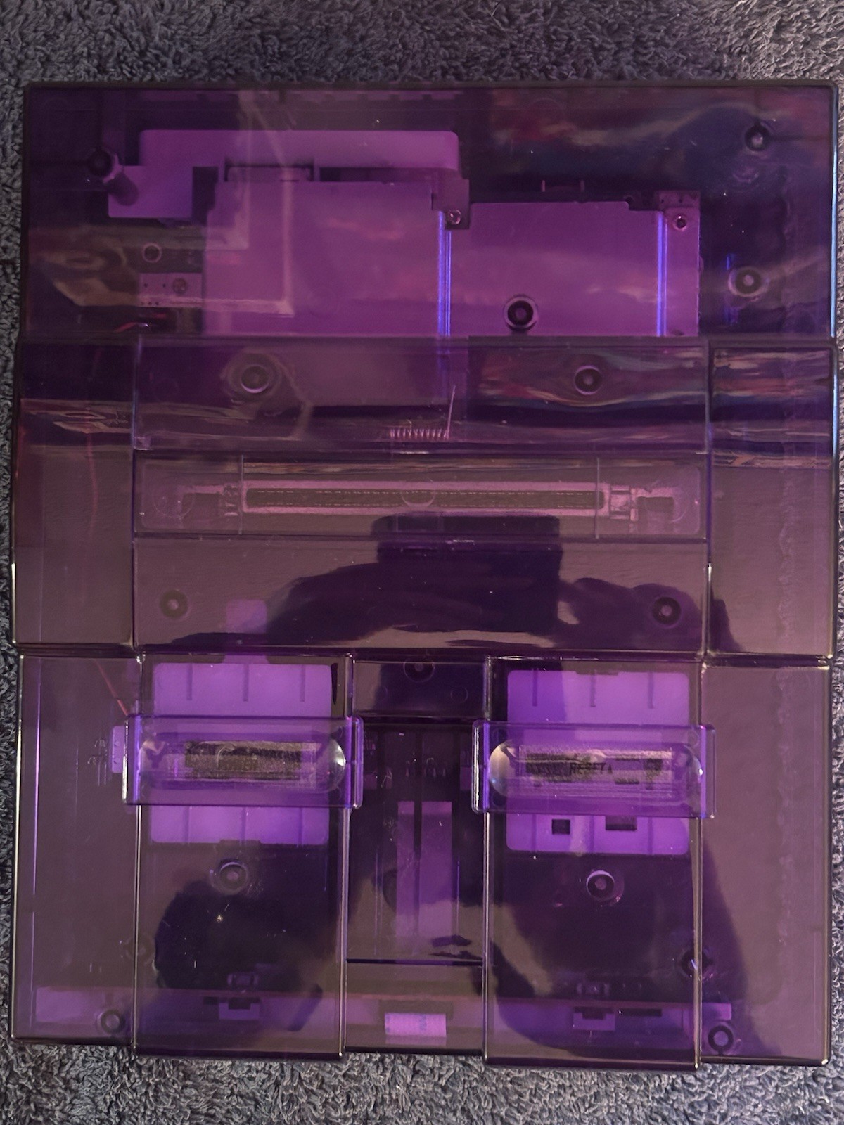 Super Nintendo Console – SNES Purple Clear Custom Case Reshell – Plays Famicom