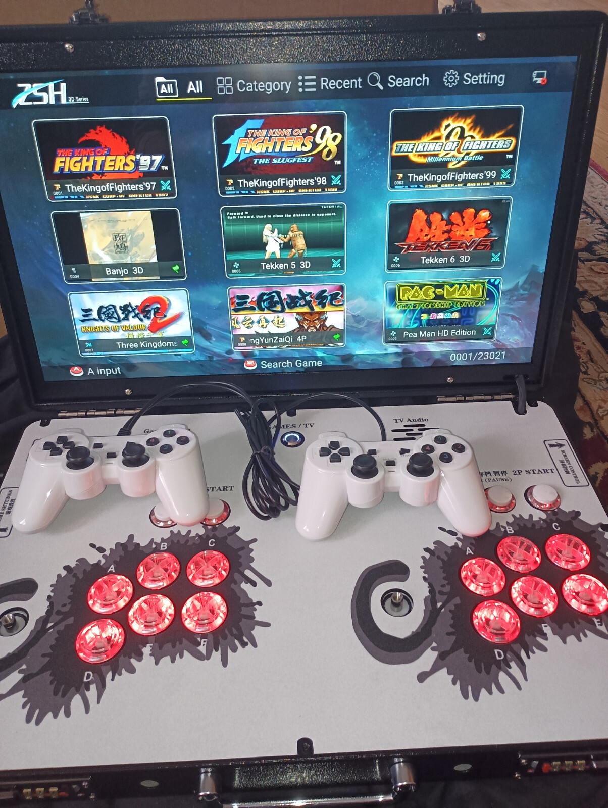 Arcade Game-System. Durable-briefcase. FHD 3D-Series. (4 players).