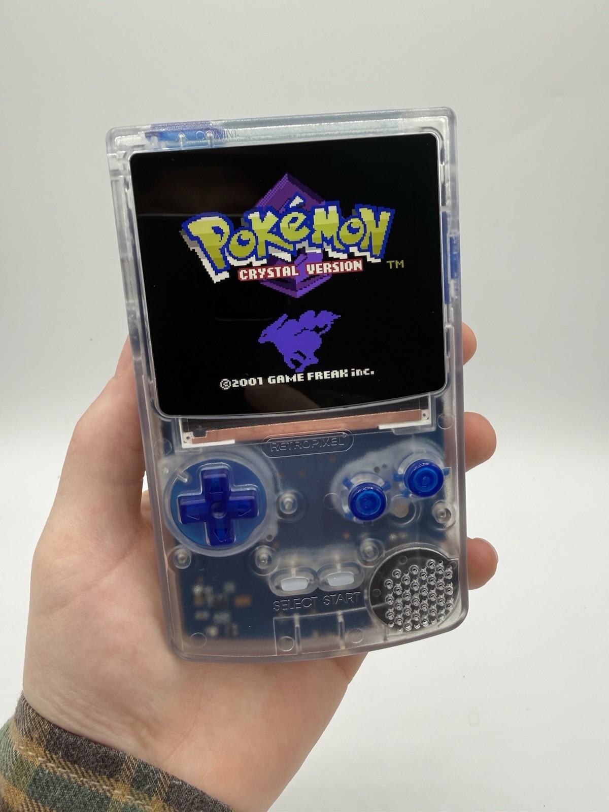 Clear Blue USB C Rechargeable Nintendo Gameboy Color Gameboy Mod IPS Screen