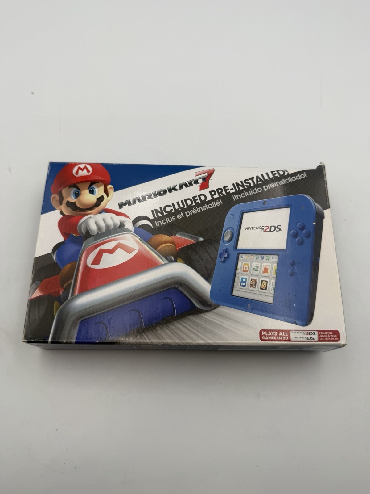 Nintendo 2DS Mario Kart7 Edition In Original Box OEM Charger & Stylus Blue