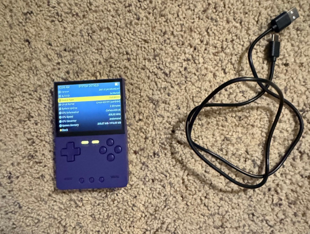 TRIMUI BRICK Handheld Retro Game Console Purple With 32GB Sandisk Micro SD Card
