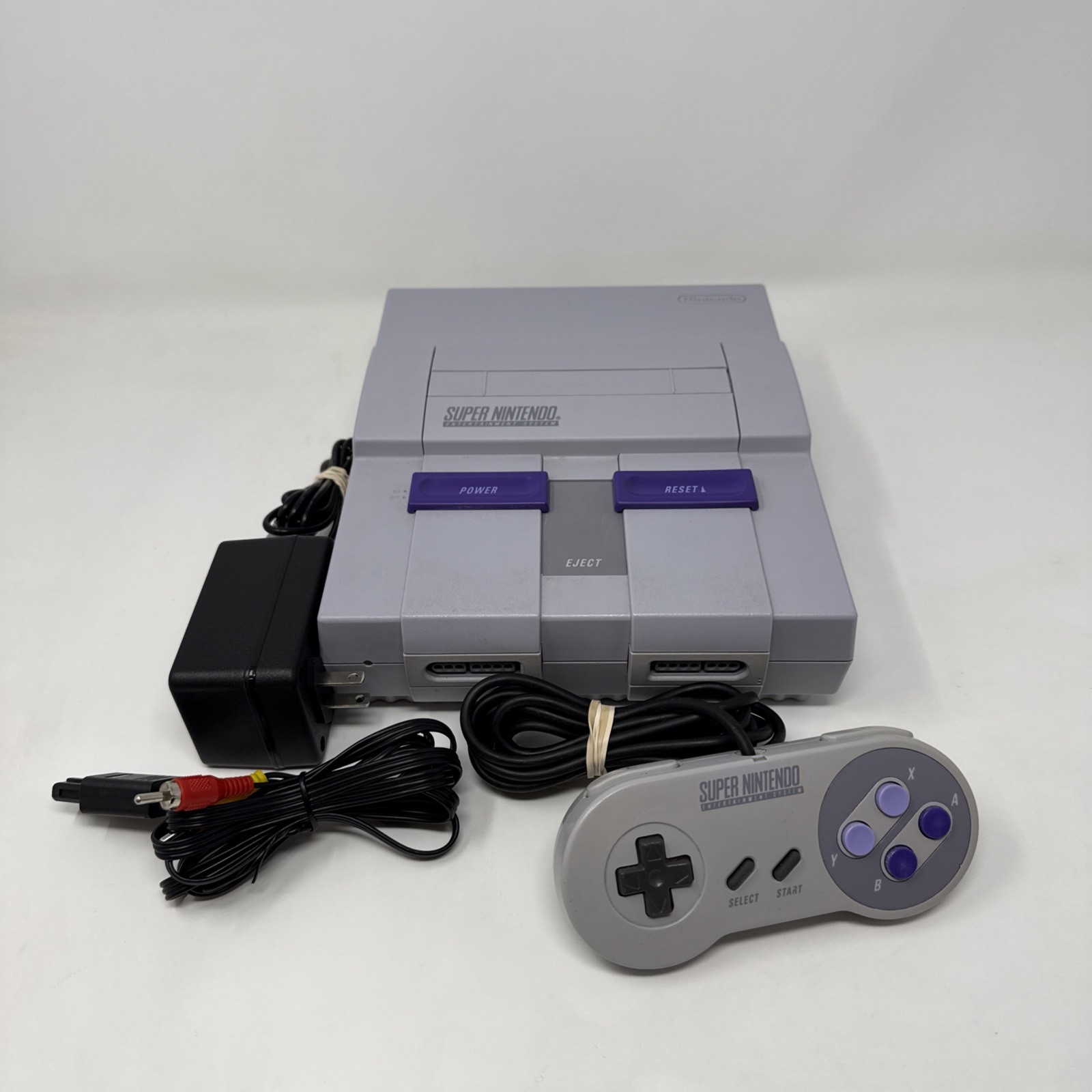 Super Nintendo SNES Console + Cables + Controller Bundle Lot *TESTED* Working