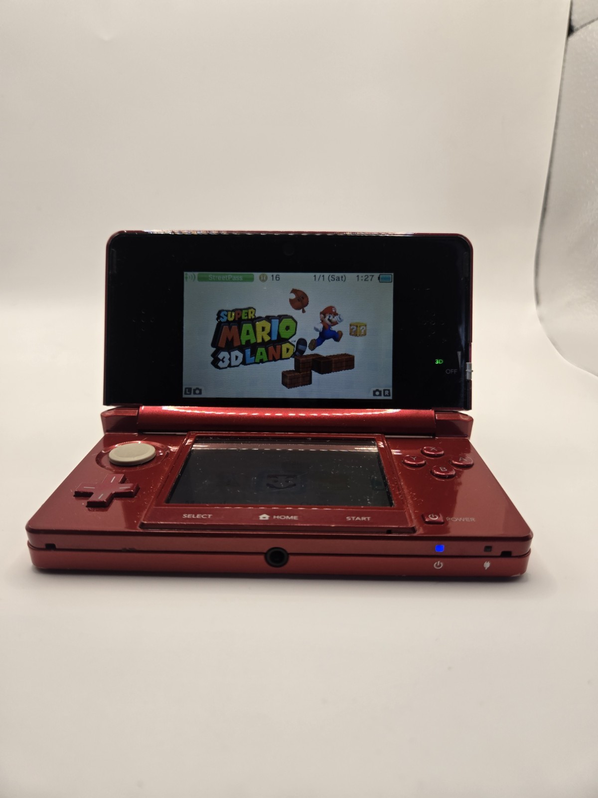Nintendo 3DS Metallic Red Console System with 7 GamesNo Charger No Stylus