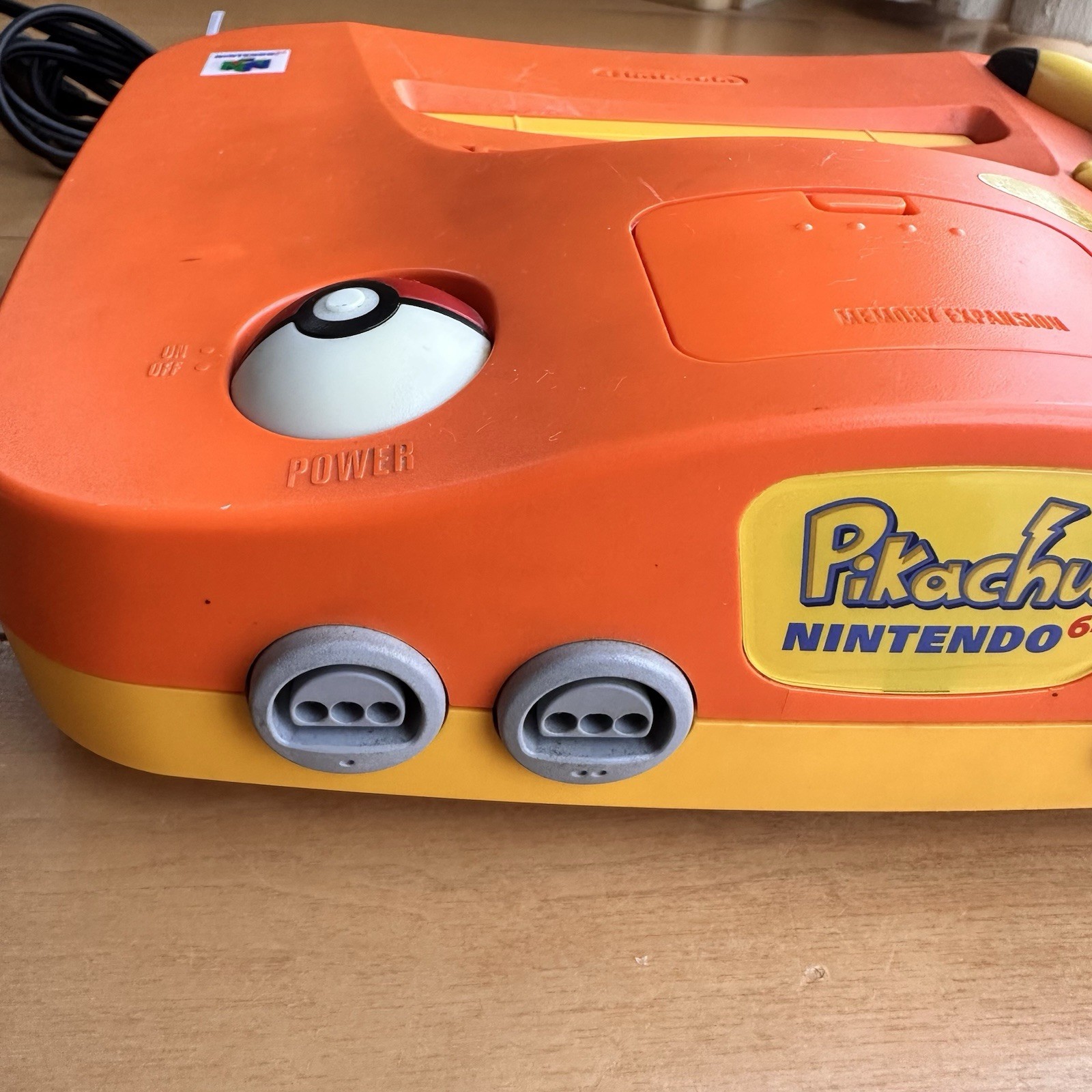 Nintendo 64 N64 Pokemon Pikachu Console Orange two Controllers Used NTSC-J