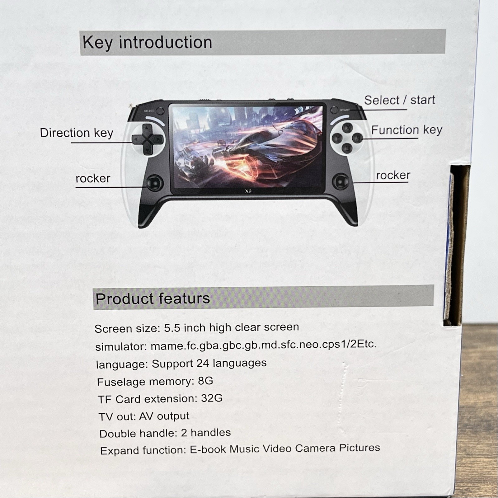 X9 Black Hawk Handheld Game Console 5.5 Inch HD Screen Portable Retro Video Game